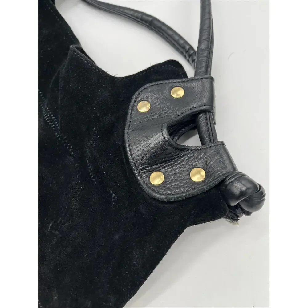 Pietro Alessandro New York Black Suede Leather Hobo Shoulder Bag Large Boho